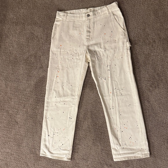 Pacsun White Splatter Paint Carpenter Baggy Jeans - Picture 1 of 5